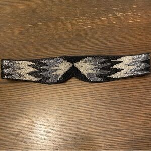 Vintage Speyer Milor Black & Grey Beaded Waist Belt S/M